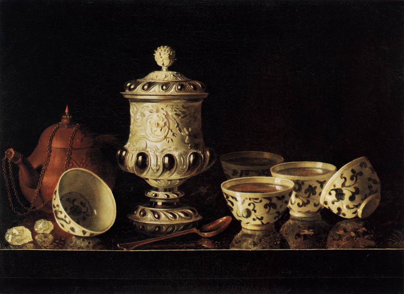 Pieter Gerritsz van Roestraeten. Bodegón con juego de te chino. Segunda mitad del siglo XVII. Gemäldegalerie. Berlin