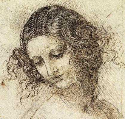 Leonardo da Vinci. Estudio para la cabeza de Leda. Hacia 1505-1507.