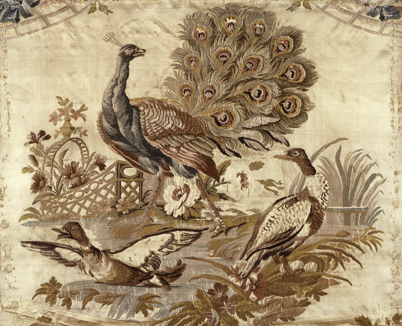 Philippe de Lasalle. Fragmento de un panel de pared, El pavo real. Hacia 1765. Lyon. LACMA. Los Ángeles.